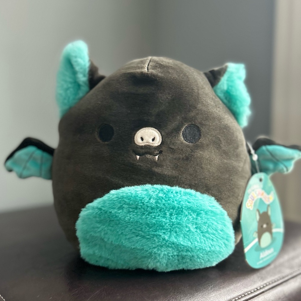Squishmallows Teal and Black Bat Plush Toy - Aldous 8”